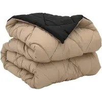 vidaXL Couette quatre saisons noire et taupe 155 x 220 cm en microfibre