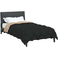 vidaXL Duvet d'hiver Noir et Taupe 220 x 155 cm Microfibre