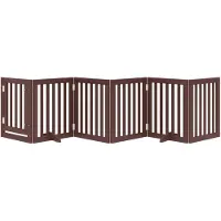 vidaXL Barrière pour chiens avec porte 6 panneaux bois de peuplier