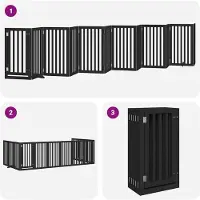 vidaXL Porte pour chien 12 pièces avec porte Pliable Noir 600 cm Bois de peuplier