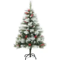 vidaXL Sapin de Noël artificiel Vert et blanc 150 cm
