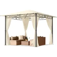 TOOLPORT Tonnelle de jardin 3x3 m pavillon - bâche de toit env. 220 g/m² - 4 parois latérales champagne