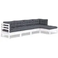 vidaXL Ensemble salon de jardin 5 pièces avec coussins Pin blanc