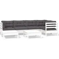 vidaXL Ensemble salon de jardin 7 pièces avec coussins blanc pin massif