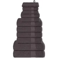 vidaXL Ensemble de serviettes 12 pcs anthracite 360 g/m² 100% coton
