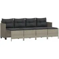 vidaXL Ensemble de salon de jardin 5 pièces avec coussins gris clair Poly rotin