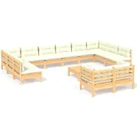 vidaXL 13-pièces salon de jardin avec coussins en pin crème