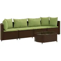 vidaXL Ensemble de salon de jardin 5 pièces avec coussins Marron Poly Rattan