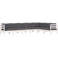 vidaXL Ensemble salon de jardin 7 pièces avec coussins blanc pin massif