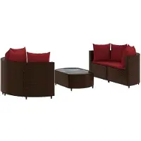vidaXL Ensemble de salon de jardin 5 pièces avec coussins Marron Poly Rattan