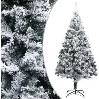 vidaXL Sapin de Noël artificiel avec neige floquée vert 180 cm PVC
