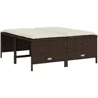 vidaXL Tabourets de jardin avec coussins lot de 4 marron poly rotin