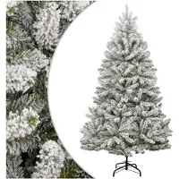 vidaXL Sapin de Noël artificiel à charnières avec neige floquée 270 cm