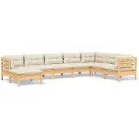 vidaXL Ensemble salon de jardin 8 pièces avec coussins crème pin massif