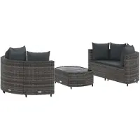 vidaXL Ensemble de salon de jardin 5 pièces avec coussins Gris Poly rotin