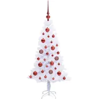 vidaXL Sapin de Noël artificiel avec 150 LED Blanc 120 cm PVC et Acier