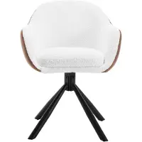 Happyment Chaise de salle à manger Supria - Set de 2 Chaises de salle à manger pivotantes - Tissu blanc - Avec accoudoirs - Cuisine & Salle à manger
