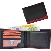 Impex Porte-monnaie en cuir Nappa Porte-titres noir rouge S