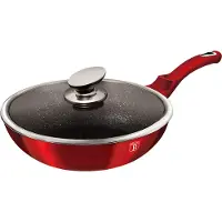 Berlinger Haus WOK poêle avec couvercle avec surface en marbre 28 cm Bourgogne Metallic Line