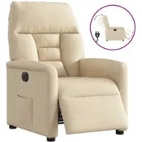 vidaXL Fauteuil relax électrique Crème Tissu