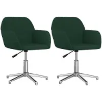 vidaXL Chaise de salle à manger 2 pcs. Pivotant Tissu vert foncé