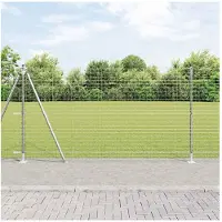 vidaXL Poteaux de clôture 7 pcs Argent Ø32mm 130 cm Acier galvanisé