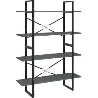 vidaXL Bibliothèque à 4 niveaux Gris 100x30x140 cm Bois de pin massif