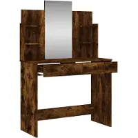 vidaXL Coiffeuse avec miroir chêne fumé 96x39x142 cm