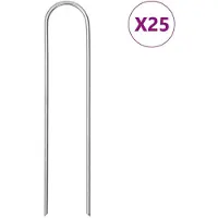vidaXL Piquets de sol en forme de U 25 pcs 15x3,5 cm acier galvanisé