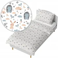 ANKRAS Parure de lit enfant 140x200 motifs Jeżyki Zajączki