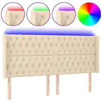 vidaXL Tête de lit LED Crème 203x16x118/128 cm Tissu