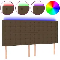 vidaXL Tête de lit LED brun foncé 160x5x118/128 cm Tissu