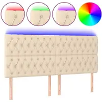 vidaXL Tête de lit LED Crème 200x7x118/128 cm Tissu