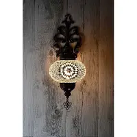 Halay Applique murale orientale – Lampe mosaïque faite main en Turquie – Ø 12 cm, hauteur 28 cm – Authentique et décorative