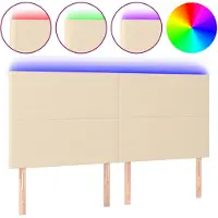 vidaXL Tête de lit LED Crème 180x5x118/128 cm Tissu