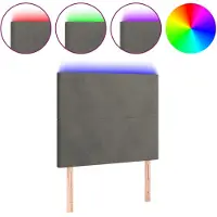 vidaXL Tête de lit LED gris foncé 80x5x118/128 cm velours
