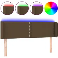 vidaXL Tête de lit LED brun foncé 147x16x78/88 cm Tissu