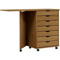 vidaXL Armoire roulante avec bureau MOSS marron miel bois de pin
