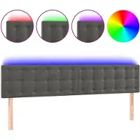 vidaXL Tête de lit LED gris foncé 200x5x78/88 cm velours