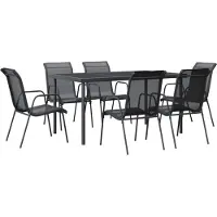 vidaXL Ensemble de jardin 7 pièces noir acier et textilène