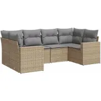 vidaXL Ensemble de salon de jardin 6 pièces avec coussins Beige Poly Rattan