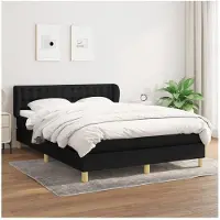 vidaXL Lit boxspring avec matelas noir 160x200 cm Tissu