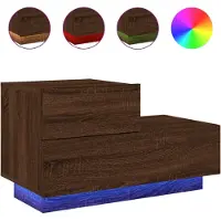 vidaXL Table de chevet avec lumières LED chêne marron 70x36x40,5 cm