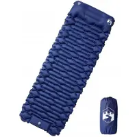 vidaXL Matelas de camping autogonflant oreiller 1 personne bleu marine