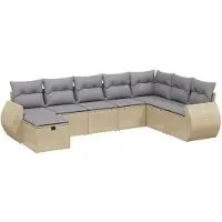 vidaXL Ensemble de jardin canapé 8 pièces avec coussins Beige Poly Rattan