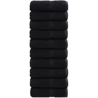 vidaXL Serviettes de toilette Premium SOLUND 10 pièces Noir 30 x 30 cm 600 g/m²
