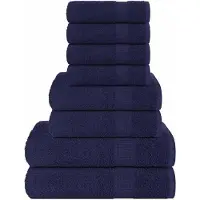 vidaXL Ensemble de serviettes 8 pcs bleu marine 360 g/m² 100% coton