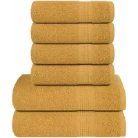 vidaXL Ensemble de serviettes 6 pcs doré 360 g/m² 100% coton