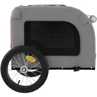 vidaXL Remorque pour vélo Chiens Rouge et Gris Tissu Oxford et fer