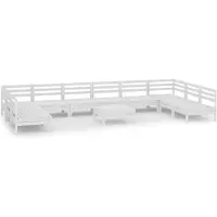 vidaXL Ensemble de salon de jardin 11 pièces blanc pin massif